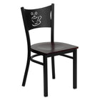 Flash Furniture – Chaise de restaurant HERCULES en métal à dossier ajouré, noir, siège en acajou (XUDG6099COFMAHW)-Capacité de poids de 500 lb
