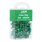 JAM Paper Push Pins, Green Pushpins, 2 Packs of 100, 200 Total (2242954a)-2 Packs of 100