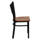 Flash Furniture HERCULES Series Black Coffee Back Metal Restaurant Chair - Cherry Wood Seat - 2 Pack-Cherry Finished Wood Seat