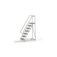 Tri-Arc Manufacturing – Échelle roulante en aluminium, larg. de marche de 24 po, marche de type dentelé, 7 marches (WLAR107245)-Nombre de marches : 7