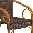 Flash Furniture Cadiz Series Rattan Restaurant Patio Chair with Red Bamboo-Aluminum Frame, Dark Brown (SDAAD632009D2)-Dark Brown Rattan Seat and Back