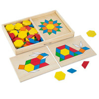 Melissa & Doug Wooden Pattern Blocks & Boards, 126/Pack (LCI29)-Contents store neatly in durable wooden case