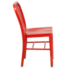 Flash Furniture Commercial Grade Metal Indoor-Outdoor Chairs - Red - 2 Pack-Curved Vertical Slat Back