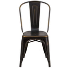 Flash Furniture Commercial Grade Distressed Copper Metal Indoor-Outdoor Stackable Chair-Set of 4 Stackable Bistro Style Chairs