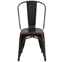 Flash Furniture Commercial Grade Distressed Copper Metal Indoor-Outdoor Stackable Chair-Set of 4 Stackable Bistro Style Chairs