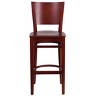 Flash Furniture Lacey Series Solid Back Wood Restaurant Barstools - Mahogany - 2 Pack-Set of 2 Wood Dining Bar Stools