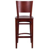Flash Furniture Lacey Series Solid Back Wood Restaurant Barstools - Mahogany - 2 Pack-Set of 2 Wood Dining Bar Stools