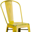 Flash Furniture Commercial Grade 30" High Distressed Metal Indoor-Outdoor Barstool with Back - Yellow-Cross Brace under seat provides extra stability