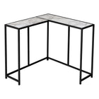Monarch Specialties 2159 Accent Table - 36"L/White Marble/Black Corner Console-Tabletop panels in a white marble-look finish offer ample display space