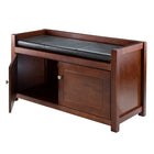 Winsome 2-Piece Hall Storage Bench with Cushion, Walnut Finish, (94392)-Solid/Composite Wood Walnut Finish