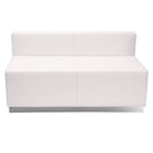 Flash Furniture HERCULES Alon Series Melrose Leather Loveseat with Brushed Stainless Steel Base - White-Modular Loveseat
