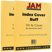 JAM Paper Vellum Bristol Index Cardstock, 8.5 x 11, 110lb Buff Ivory, 2 packs of 50 (169854g)-Buff