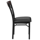 Flash Furniture Eclipse Series Vertical Back Black Metal & Walnut Wood Restaurant Chair with Black Vinyl Seat - 2 Pack-Black Vinyl Upholstered Seat