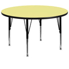 Flash Furniture – Table d’activités ronde de 60 po en stratifié thermofusionné et pattes préscolaires à hauteur réglable, jaune-Stratifié jaune