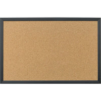 U Brands Cork Bulletin Board - 35" x 23" - Black Wood Frame-Firmly grips push pins in place every time