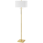 Dainolite Fernanda Modern Incandescent Floor Lamp - 2 Lights - Aged Brass with White Shade-Aged Brass