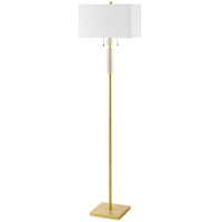 Dainolite Fernanda Modern Incandescent Floor Lamp - 2 Lights - Aged Brass with White Shade-Aged Brass