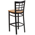 Flash Furniture HERCULES Series Black Window Back Metal Restaurant Barstool - Natural Wood Seat - 2 Pack-.625" Thick Plywood Seat