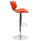 Flash Furniture Contemporary Cozy Mid-Back Orange Vinyl Adjustable Height Barstool with Chrome Base-Orange Vinyl Upholstery