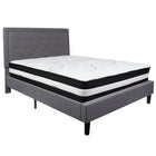 Flash Furniture Roxbury Queen Size Tufted Upholstered Platform Bed with Pocket Spring Mattress - Light Grey Fabric-Bed