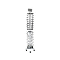 Eddie’s Hang-Up Display LTD. - Colonne tournante en métal pour lunettes, 72 paires, chromé/noir (300155)-Support-présentoir pour lunettes qui tourne doté de miroirs sur le dessus