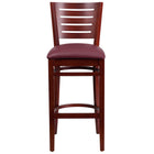 Flash Furniture - Tabouret de bar de la série Darby en bois d'acajou avec dossier à lattes - siège en vinyle bourgogne-Ensemble de 2 tabourets de bar à manger en bois