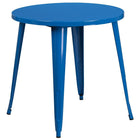 30'' Round Blue Metal Indoor-Outdoor Table Set with 2 Vertical Slat Back Chairs [CH-51090TH-2-18VRT-BL-GG]-Blue Powder Coat Finish
