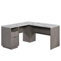 Sauder 59"W East Rock L-Desk - Ashen Oak-Spacious work surface for laptop, notepads, lamp, etc