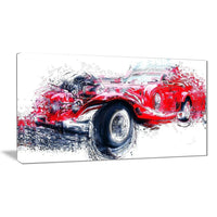 Designart Red Vintage Classic Car Canvas Art Print, (PT2653-32-16)-Print
