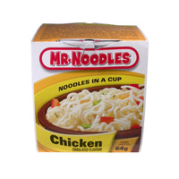 Mr. Noodles in a Cup - Chicken - 64g - 12 Pack-Easy to prepare, just add boiling water and the chicken soup base into the Mr. Noodles cup, wait and enjoy.