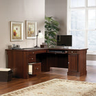 Sauder 69"W Palladia L-Desk - Select Cherry-File drawer with full extension slides holds letter or legal size hanging files