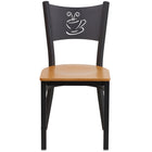 Flash Furniture HERCULES Series Black Coffee Back Metal Restaurant Chair - Natural Wood Seat - 2 Pack-Set of 2 Metal Dining Chairs