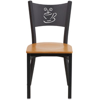 Flash Furniture HERCULES Series Black Coffee Back Metal Restaurant Chair - Natural Wood Seat - 2 Pack-Set of 2 Metal Dining Chairs