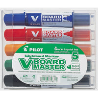 Pilot BeGreen V-Board Master Whiteboard Markers - Bullet Tip - Refillable - Assorted Colours - 5 Pack (BG-WBMAVBM-S5)-Whiteboard Marker