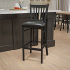 Flash Furniture HERCULES Series Black Vertical Back Metal Restaurant Barstool - Black Vinyl Seat-Footrest