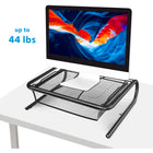 ShoppingAll - Support de bureau pour écran en métal grillagé - Noir-Comprend un tiroir de rangement coulissant pour ranger vos documents, votre papeterie et d'autres accessoires et garder votre bureau organisé.