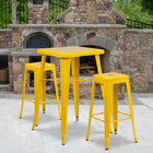 Flash Furniture Commercial Grade 30" High Backless Metal Indoor-Outdoor Barstool with Square Seat - Yellow-Seat Drain Hole assists in drying