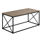 Monarch Specialties 3786 Coffee Table - 40"L/Dark Taupe/Black Metal-Contemporary coffee table with a smooth dark taupe wood-look table top