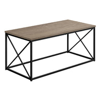 Monarch Specialties 3786 Coffee Table - 40"L/Dark Taupe/Black Metal-Contemporary coffee table with a smooth dark taupe wood-look table top