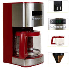 Kenmore - Cafetière programmable Aroma Control de 12 tasses - rouge/acier inoxydable-Grande capacité de 12 tasses avec option d'infusion de 1 à 4 tasses