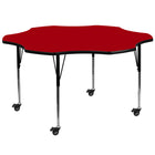 Flash Furniture Mobile 60" Flower Thermal Laminate Activity Table - Red-Flower Shaped Activity Table