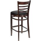 Flash Furniture HERCULES Series Ladder Back Walnut Wood Restaurant Barstool - Black Vinyl Seat-Black Vinyl Upholstered Seat