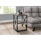 Monarch Specialties 3597 Accent Table - 26"H/Dark Taupe/Black Metal-Product dimensions: 26"H x 18"L x 18"W
