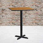 Flash Furniture – Table bistro carrée en stratifié au fini naturel de 30 po avec base de 22 x 22 po (XUNT3030T2222B)-Dessus en stratifié naturel