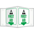 Accuform Signs - Enseigne Projection « First Aid », 8po x 8po, Plastique, Anglais Avec Pictogramme-Type d'affichage Boulonné