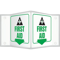 Accuform Signs - Enseigne Projection « First Aid », 8po x 8po, Plastique, Anglais Avec Pictogramme-Type d'affichage Boulonné