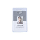 Beslayn Vertical Heavy Duty Vinyl ID Badge Holder with Full Flip, 2-3/8" x3-3/8", Clear, 50 Pack-Strap clip can lock-in the ID cards to keep it safe and secured when attachment is inserted into the slots