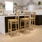Flash Furniture HERCULES Series Ladder Back Natural Wood Restaurant Barstool-Two Curved Support Bars
