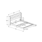 Monarch Specialties - 5984Q Lit Queen - Bordure En Argent Tissus Gris-Peut supporter jusqu'à 600 lbs