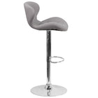 Flash Furniture Contemporary Grey Fabric Adjustable Height Barstool with Curved Back & Chrome Base - Grey Fabric-Grey Fabric Upholstery